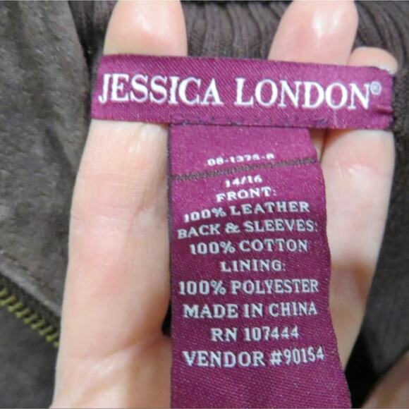 JESSICA LONDON NWT WOMENS LEATHER SUEDE /SWEATER JACKET COAT. SIZE 14/16 JUNIOR - Picture 4 of 9